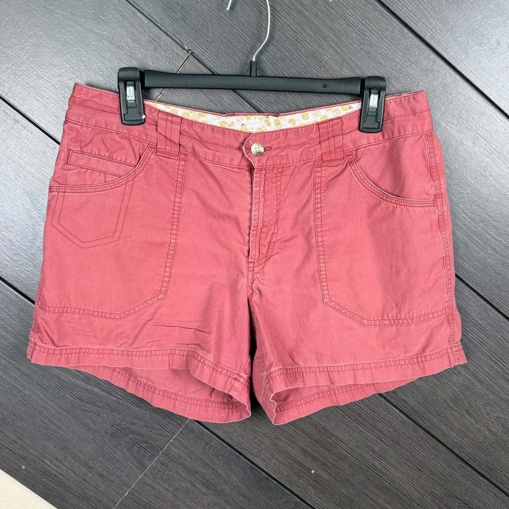Columbia Women's Cotton Utility Shorts Size 10 Coral Red Patch Pockets Outdoor